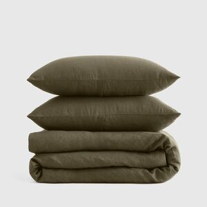 European Linen Duvet Cover Set in Dusty Olive